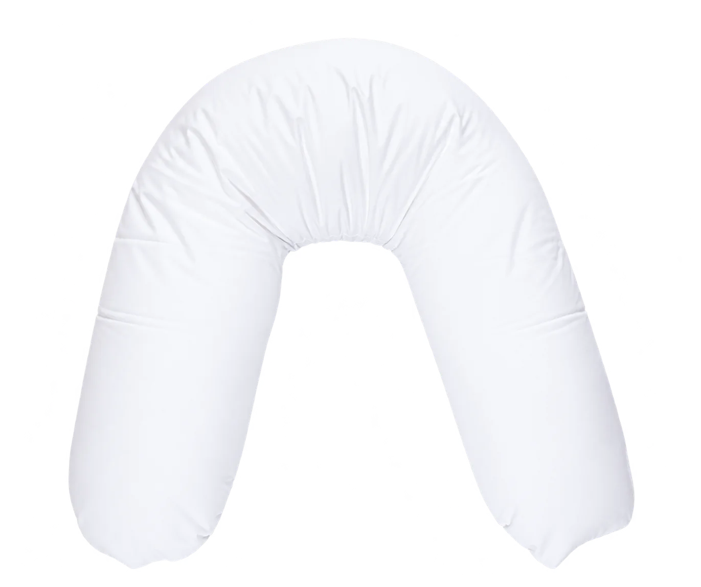 Un grand coussin d’allaitement blanc en forme de U.